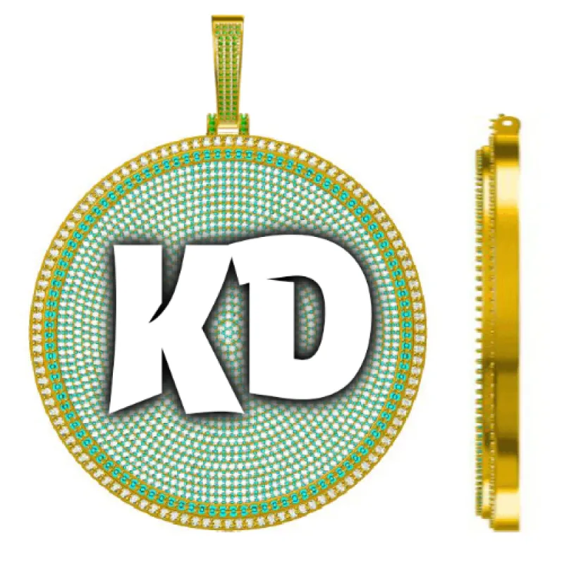 CUSTOM LETTER NECKLACE 3D BIG DISC sold by The GUU Shop