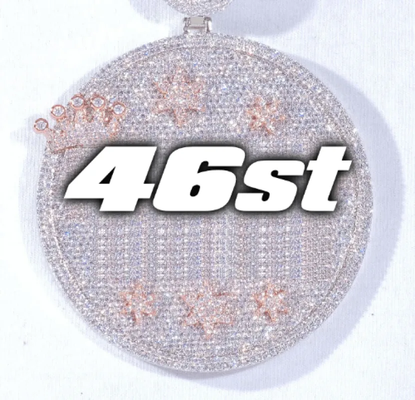 CUSTOM LETTER NECKLACE 3D BIG CROWN DISC sold by The GUU Shop