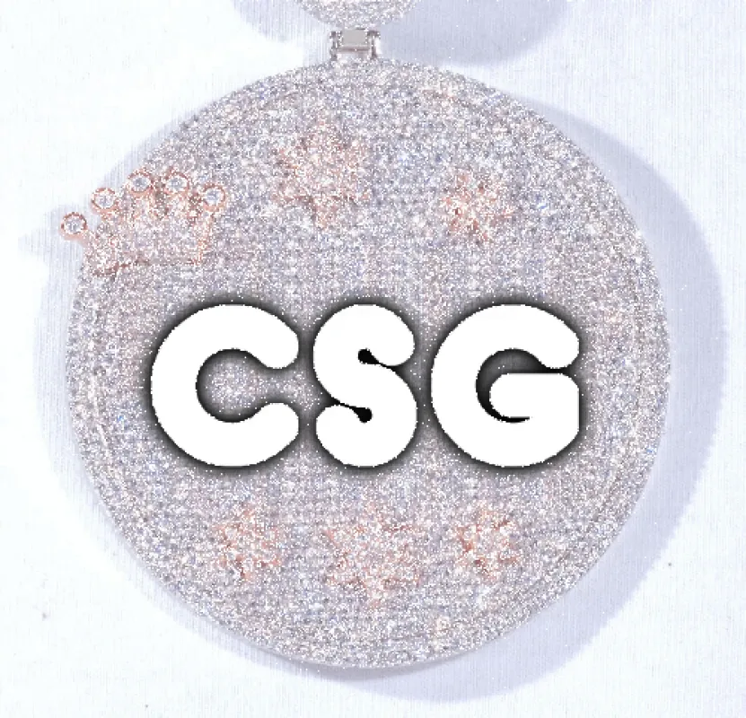 CUSTOM LETTER NECKLACE 3D BIG CROWN DISC sold by The GUU Shop