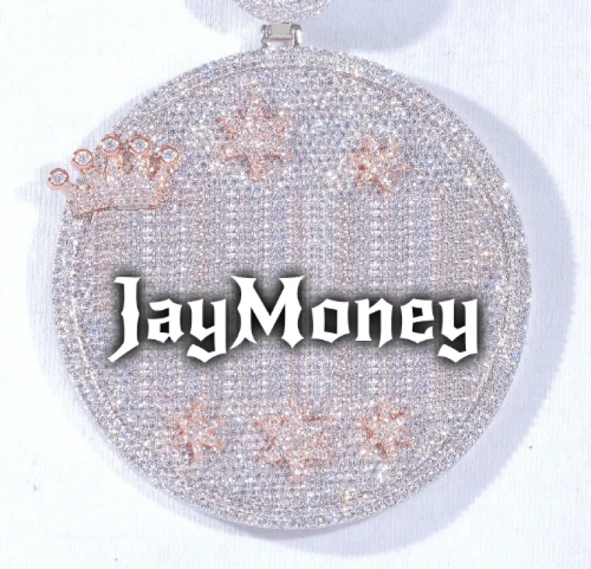 CUSTOM LETTER NECKLACE 3D BIG CROWN DISC sold by The GUU Shop