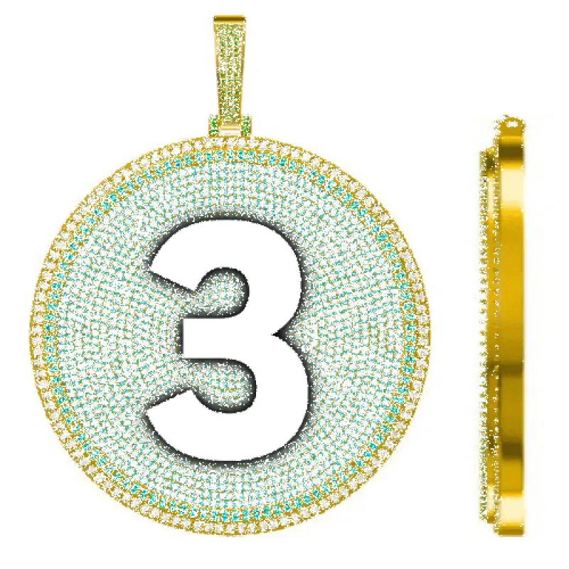 CUSTOM LETTER NECKLACE 3D BIG DISC sold by The GUU Shop