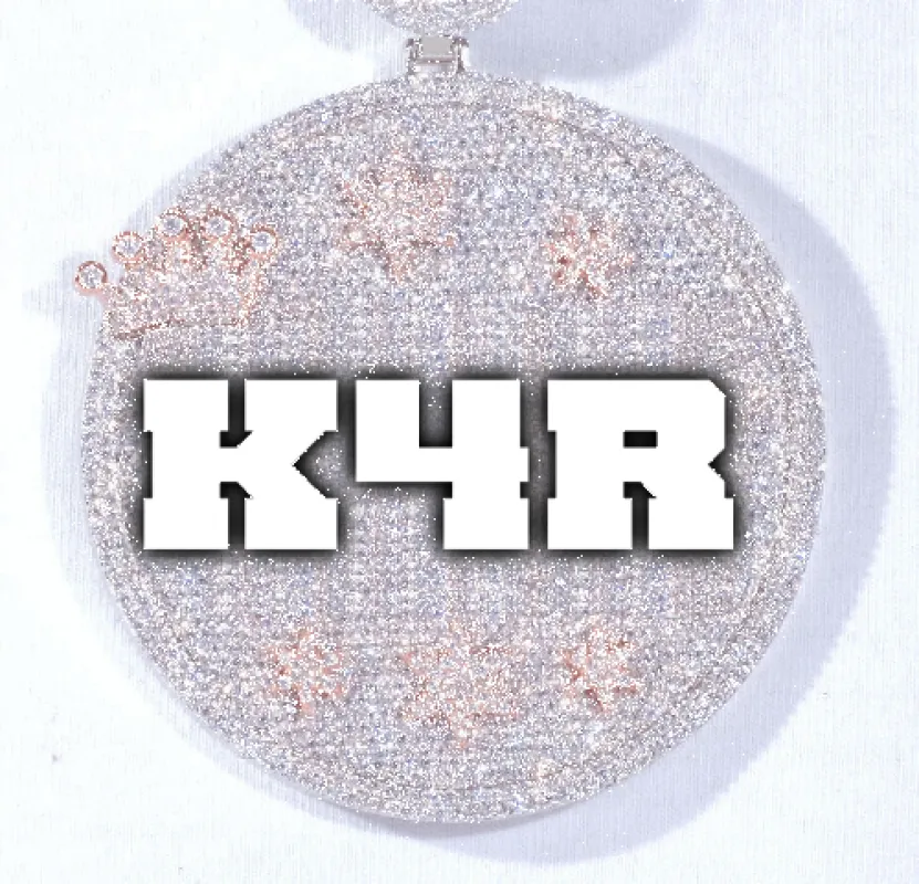 CUSTOM LETTER NECKLACE 3D BIG CROWN DISC sold by The GUU Shop