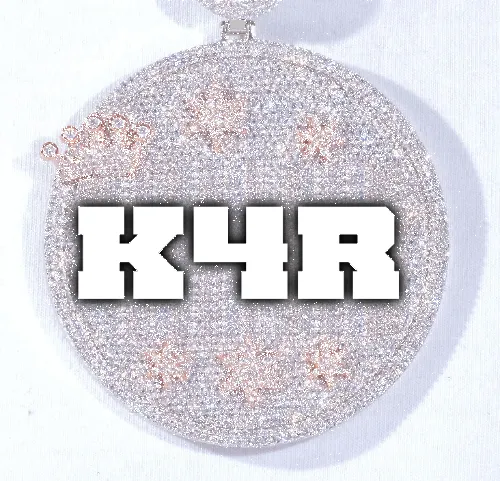 CUSTOM LETTER NECKLACE 3D BIG CROWN DISC sold by The GUU Shop