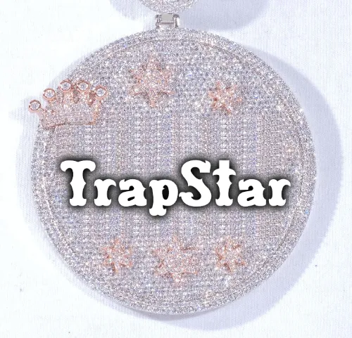 CUSTOM LETTER NECKLACE 3D BIG CROWN DISC sold by The GUU Shop