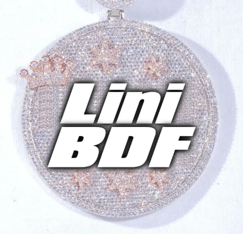 CUSTOM LETTER NECKLACE 3D BIG CROWN DISC sold by The GUU Shop