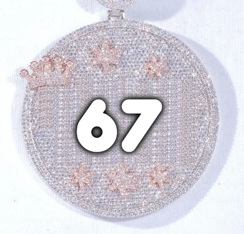 CUSTOM LETTER NECKLACE 3D BIG CROWN DISC sold by The GUU Shop