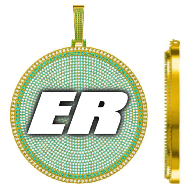 CUSTOM LETTER NECKLACE 3D BIG DISC sold by The GUU Shop