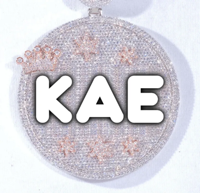 CUSTOM LETTER NECKLACE 3D BIG CROWN DISC sold by The GUU Shop