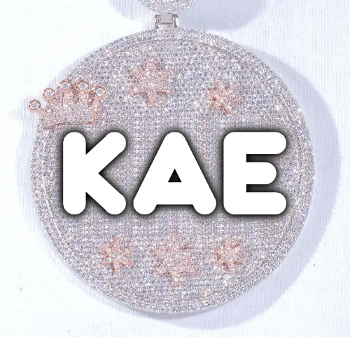 CUSTOM LETTER NECKLACE 3D BIG CROWN DISC sold by The GUU Shop