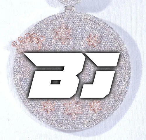 CUSTOM LETTER NECKLACE 3D BIG CROWN DISC sold by The GUU Shop