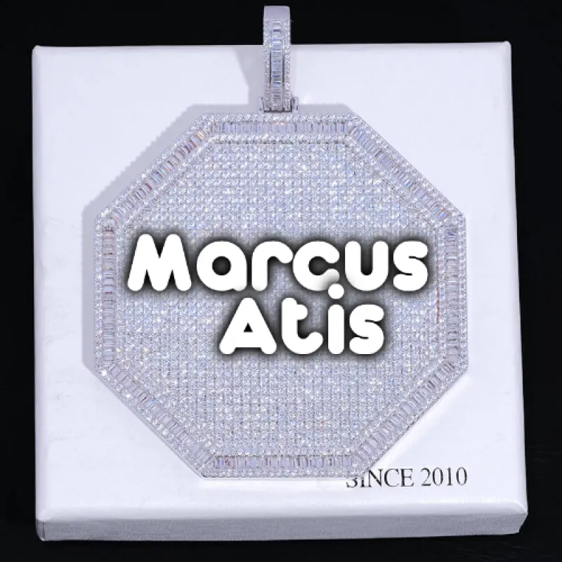 CUSTOM LETTER NECKLACE 3D BIG OCTAGON sold by The GUU Shop