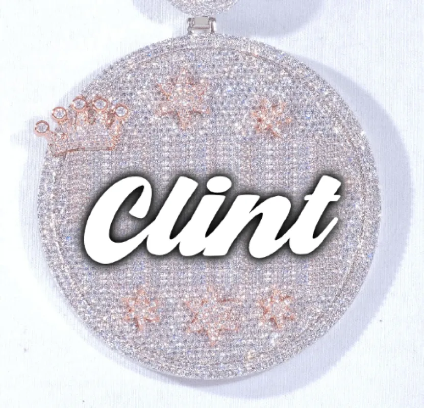 CUSTOM LETTER NECKLACE 3D BIG CROWN DISC sold by The GUU Shop