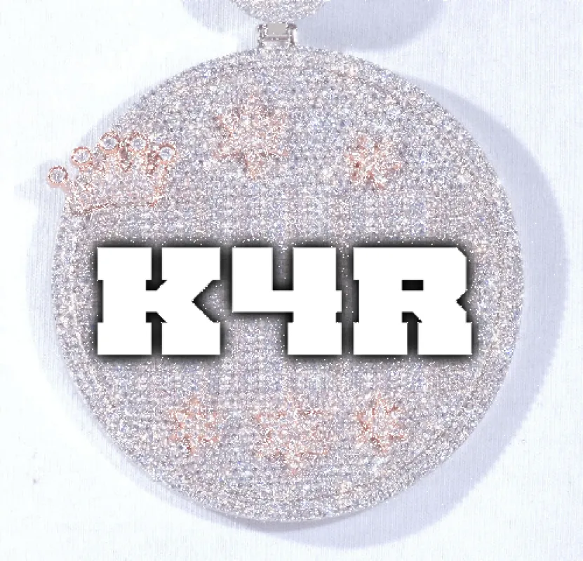 CUSTOM LETTER NECKLACE 3D BIG CROWN DISC made by The GUU Shop