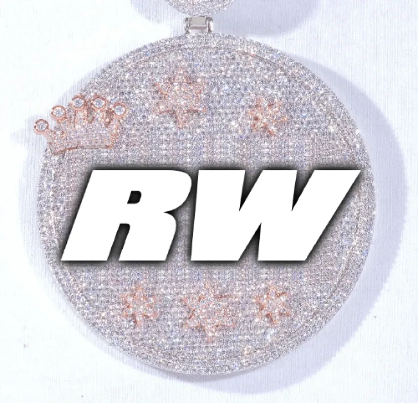 CUSTOM LETTER NECKLACE 3D BIG CROWN DISC sold by The GUU Shop