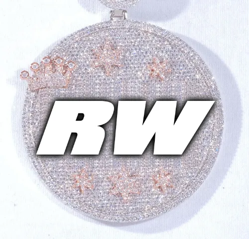 CUSTOM LETTER NECKLACE 3D BIG CROWN DISC sold by The GUU Shop