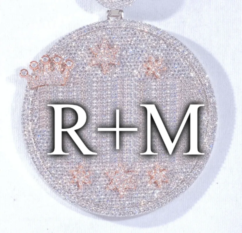 CUSTOM LETTER NECKLACE 3D BIG CROWN DISC sold by The GUU Shop