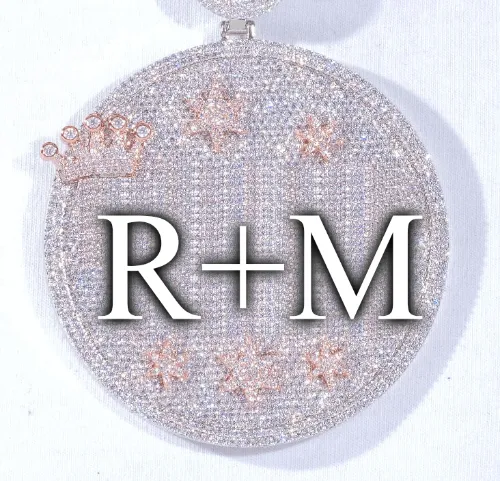 CUSTOM LETTER NECKLACE 3D BIG CROWN DISC sold by The GUU Shop