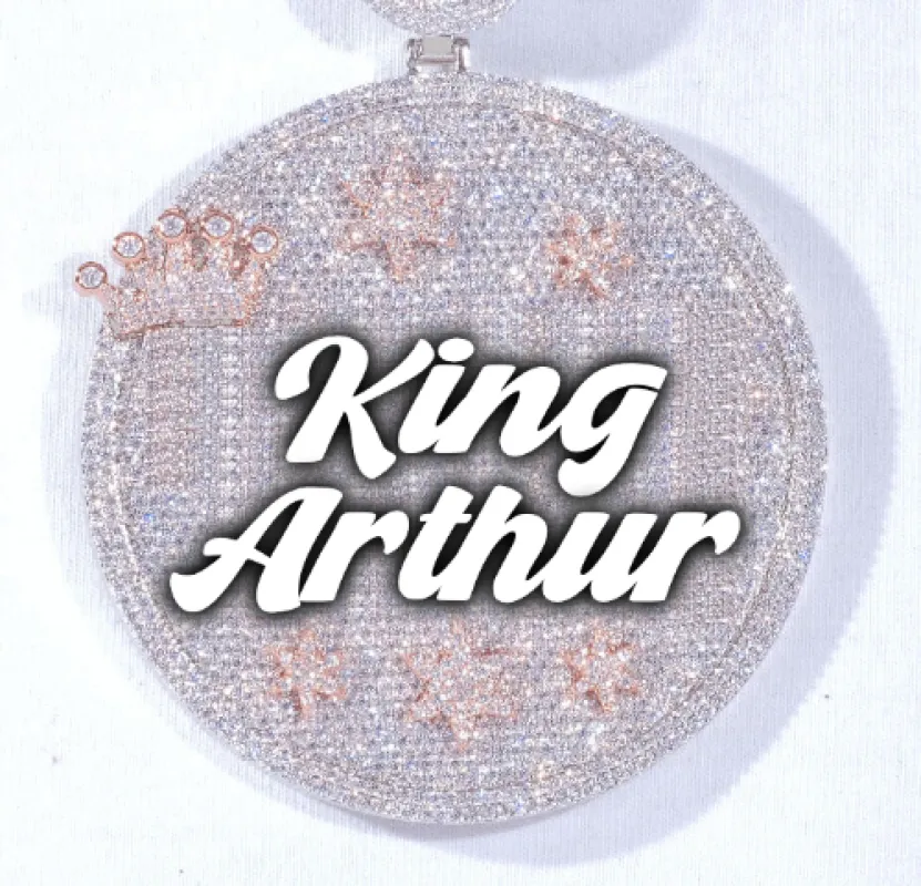 CUSTOM LETTER NECKLACE 3D BIG CROWN DISC sold by The GUU Shop