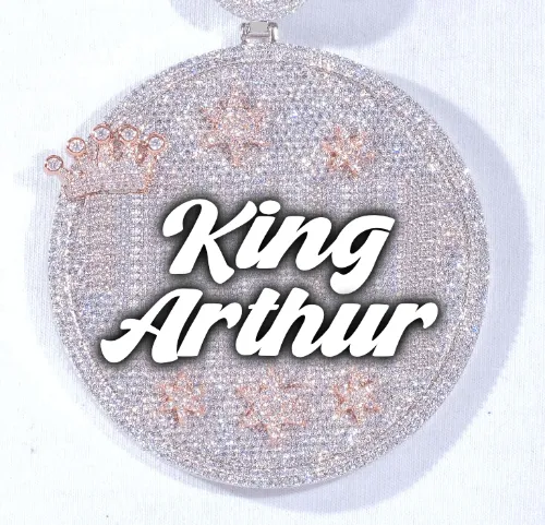 CUSTOM LETTER NECKLACE 3D BIG CROWN DISC sold by The GUU Shop