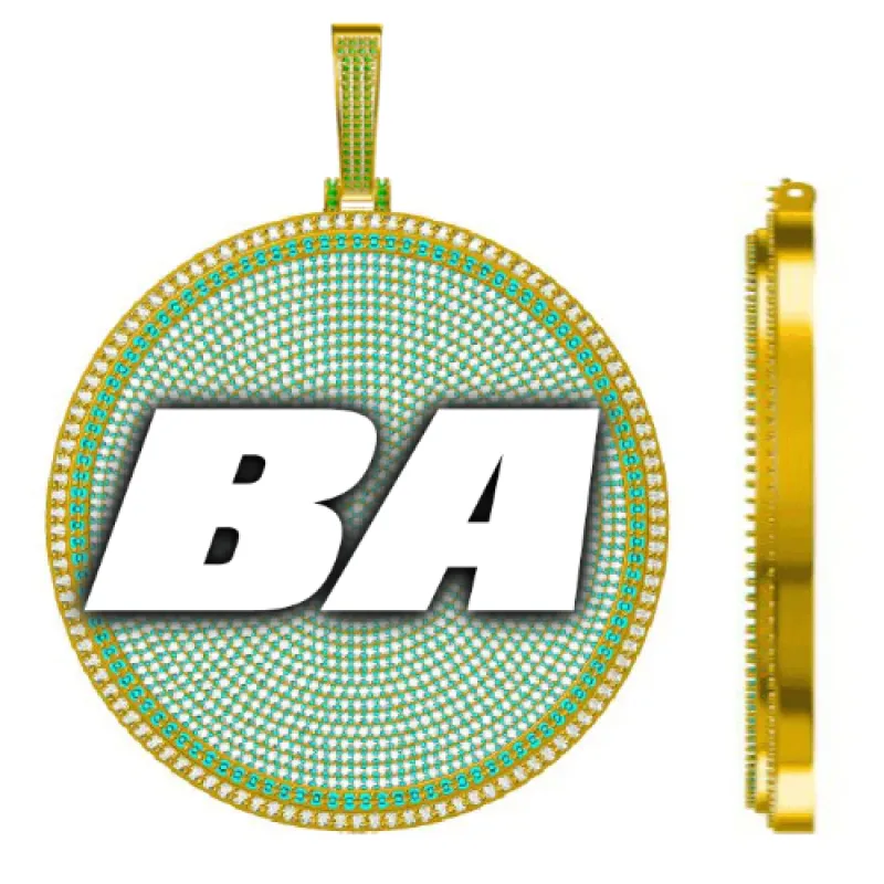 CUSTOM LETTER NECKLACE 3D BIG DISC sold by The GUU Shop