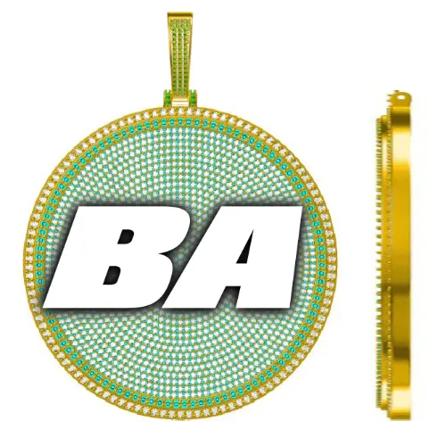 CUSTOM LETTER NECKLACE 3D BIG DISC sold by The GUU Shop