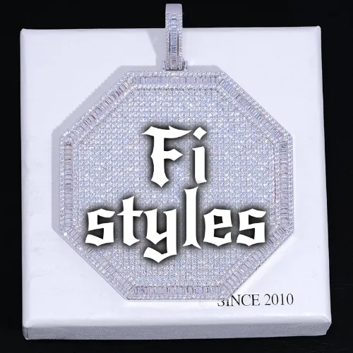 CUSTOM LETTER NECKLACE 3D BIG OCTAGON sold by The GUU Shop