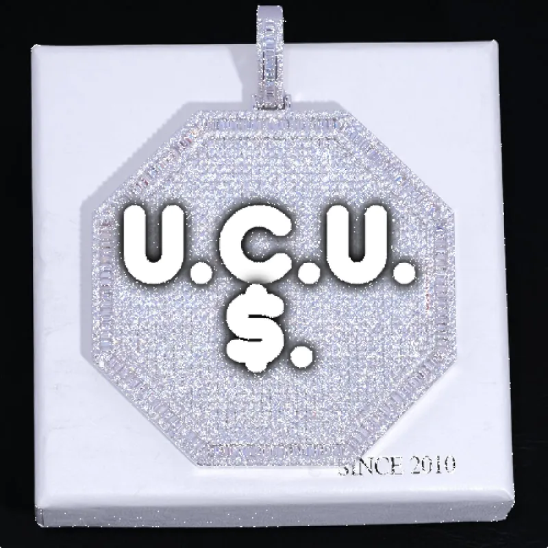 CUSTOM LETTER NECKLACE 3D BIG OCTAGON sold by The GUU Shop