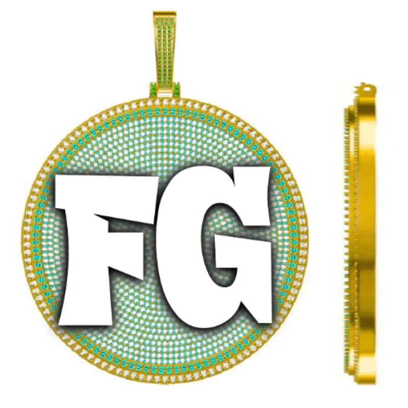 CUSTOM LETTER NECKLACE 3D BIG DISC sold by The GUU Shop