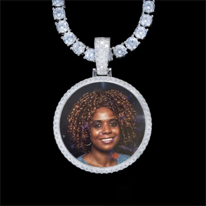 925S & VVS Moissanite 3D Circle Custom Picture Pendant sold by The GUU Shop