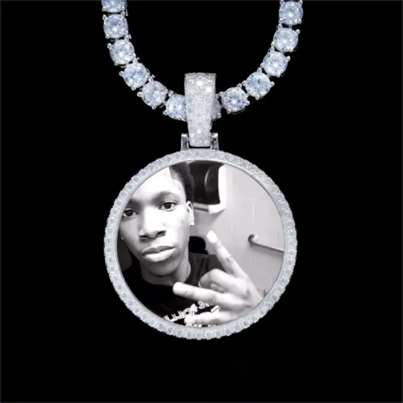 925S & VVS Moissanite 3D Circle Custom Picture Pendant sold by The GUU Shop