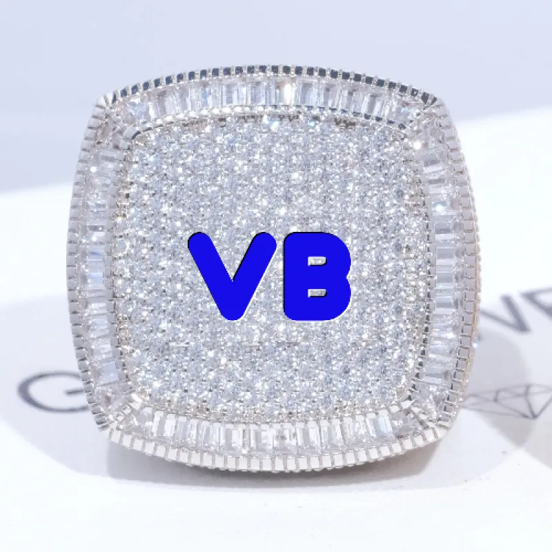 CUSTOM LETTER 3D ICED RING sold by The GUU Shop