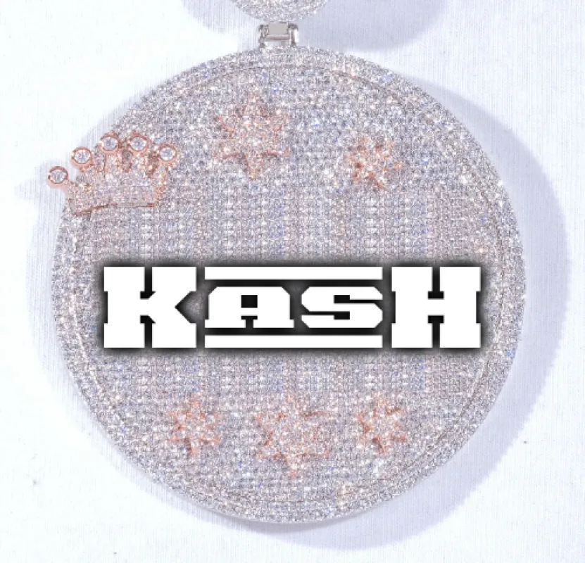 CUSTOM LETTER NECKLACE 3D BIG CROWN DISC sold by The GUU Shop