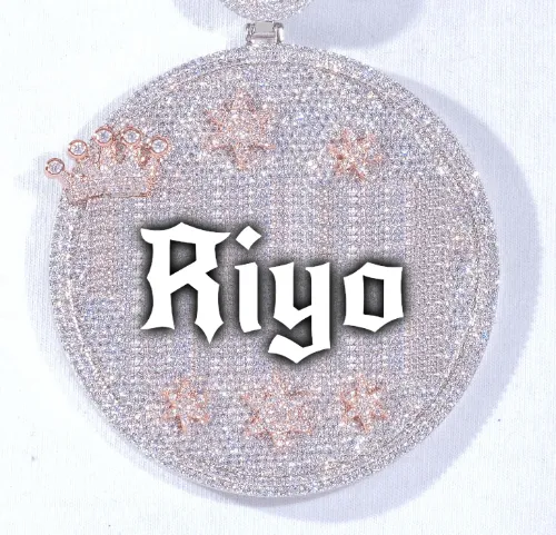 CUSTOM LETTER NECKLACE 3D BIG CROWN DISC sold by The GUU Shop