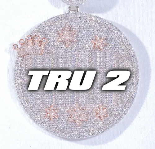 CUSTOM LETTER NECKLACE 3D BIG CROWN DISC sold by The GUU Shop