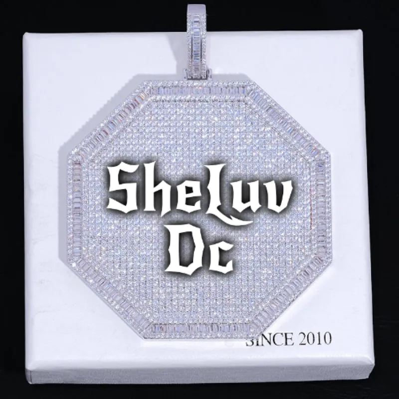 CUSTOM LETTER NECKLACE 3D BIG OCTAGON sold by The GUU Shop