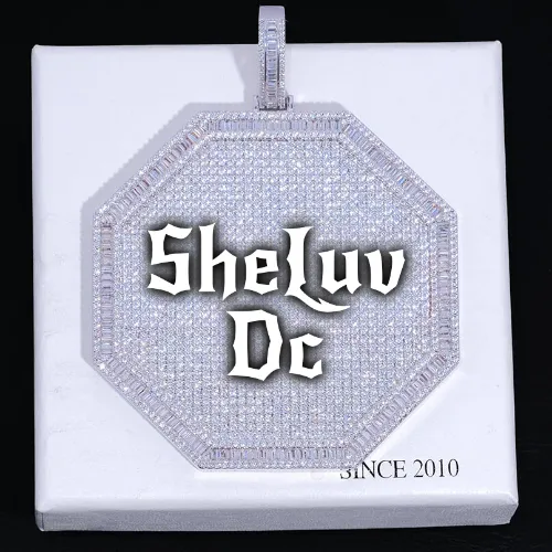 CUSTOM LETTER NECKLACE 3D BIG OCTAGON sold by The GUU Shop