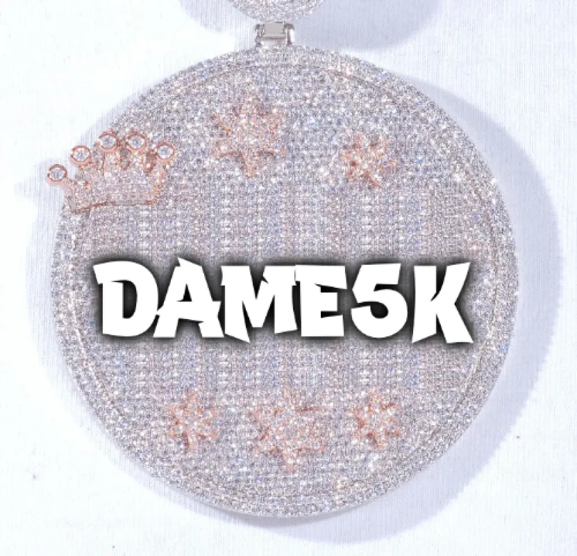 CUSTOM LETTER NECKLACE 3D BIG CROWN DISC made by The GUU Shop