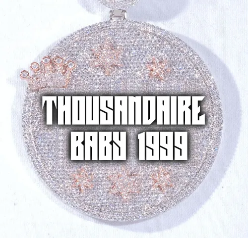 CUSTOM LETTER NECKLACE 3D BIG CROWN DISC sold by The GUU Shop