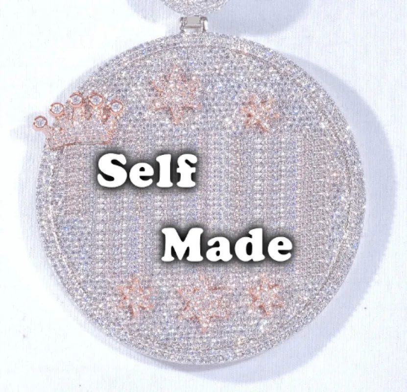 CUSTOM LETTER NECKLACE 3D BIG CROWN DISC sold by The GUU Shop