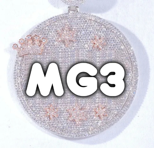 CUSTOM LETTER NECKLACE 3D BIG CROWN DISC sold by The GUU Shop