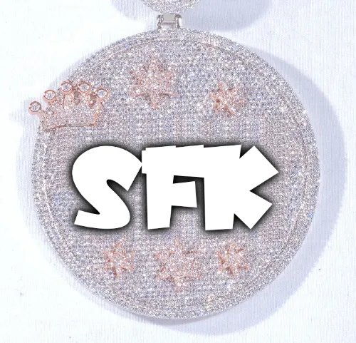 CUSTOM LETTER NECKLACE 3D BIG CROWN DISC sold by The GUU Shop