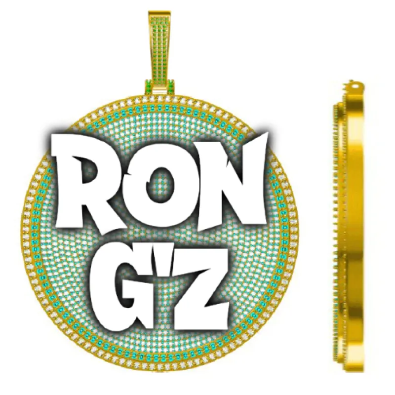 CUSTOM LETTER NECKLACE 3D BIG DISC sold by The GUU Shop