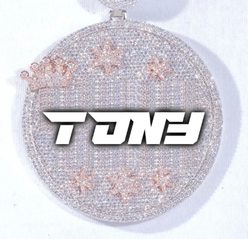 CUSTOM LETTER NECKLACE 3D BIG CROWN DISC sold by The GUU Shop