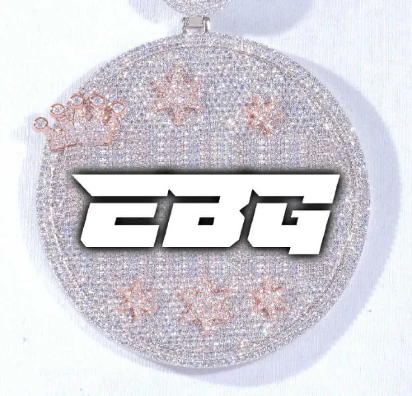 CUSTOM LETTER NECKLACE 3D BIG CROWN DISC sold by The GUU Shop