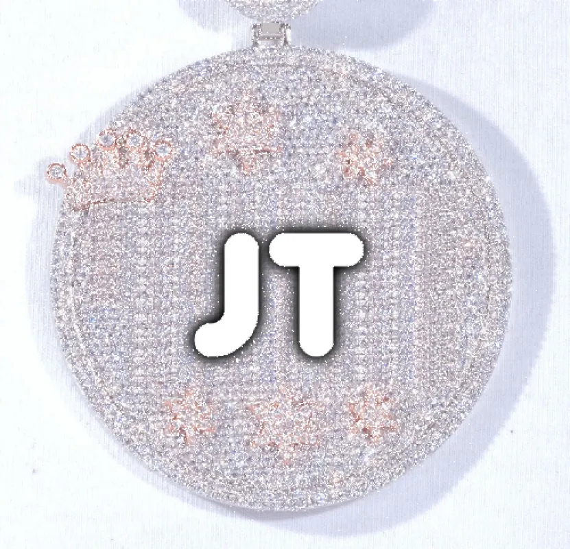 CUSTOM LETTER NECKLACE 3D BIG CROWN DISC made by The GUU Shop