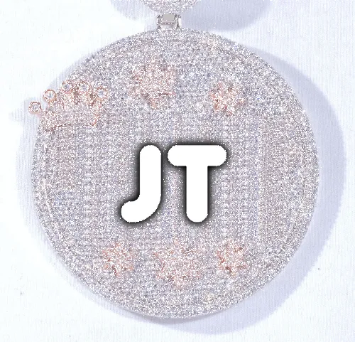 CUSTOM LETTER NECKLACE 3D BIG CROWN DISC sold by The GUU Shop