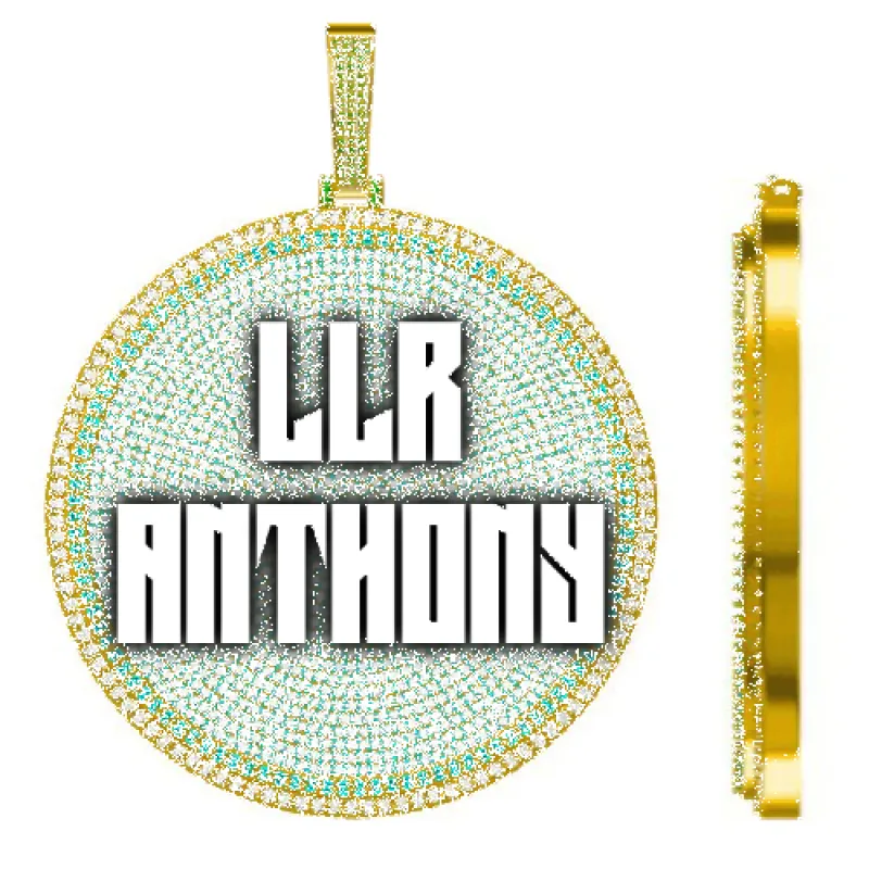 CUSTOM LETTER NECKLACE 3D BIG DISC sold by The GUU Shop