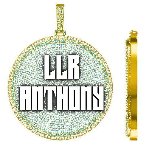 CUSTOM LETTER NECKLACE 3D BIG DISC sold by The GUU Shop