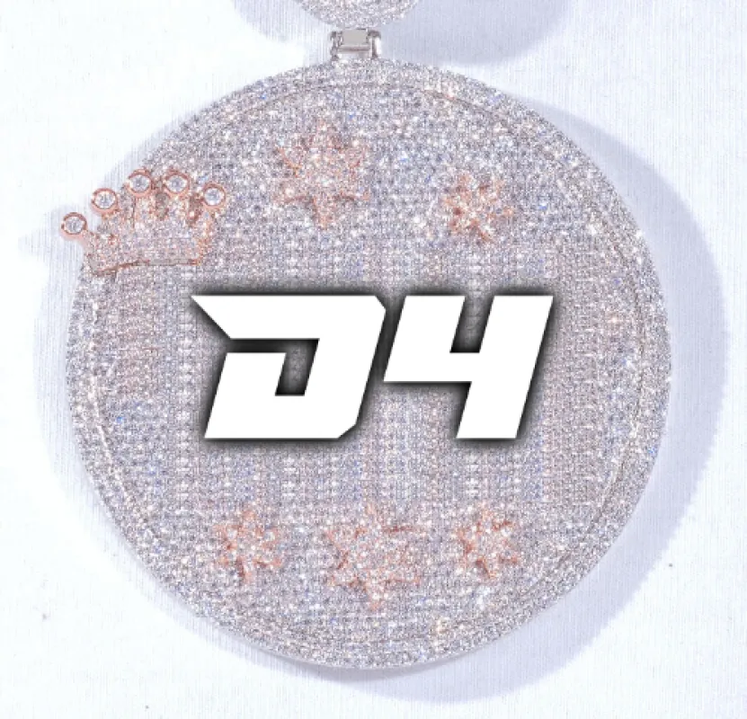 CUSTOM LETTER NECKLACE 3D BIG CROWN DISC sold by The GUU Shop