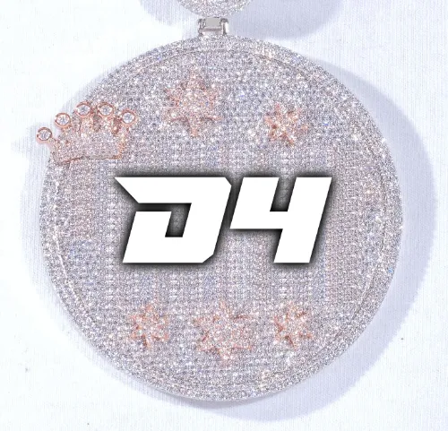 CUSTOM LETTER NECKLACE 3D BIG CROWN DISC sold by The GUU Shop